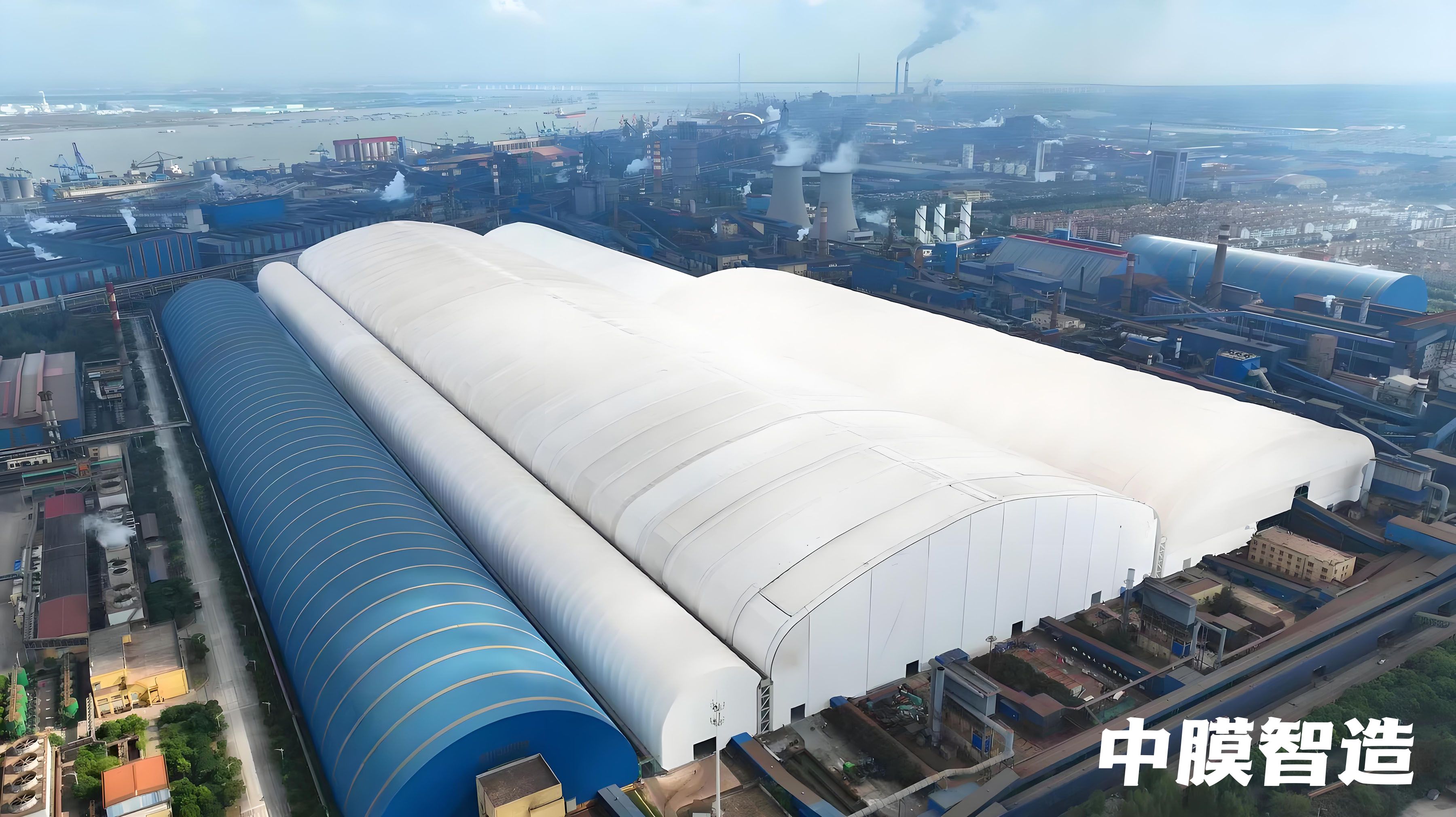 沙钢6号料场棚化工程｜全国最大PVC膜围护工业料棚档案